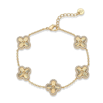 Elevate Your Style with the PAVOI 14K Gold Plated Clover Bracelet - A Sparkling Lucky Charm for Women