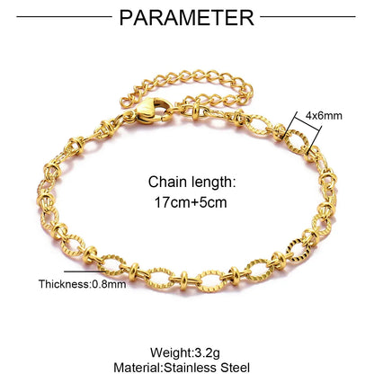 Elevate Your Style with 5Pcs 18K Gold Plated Stainless Steel Paperclip Cross Link Chain Bracelets - Perfect for DIY Charm Jewelry Making!