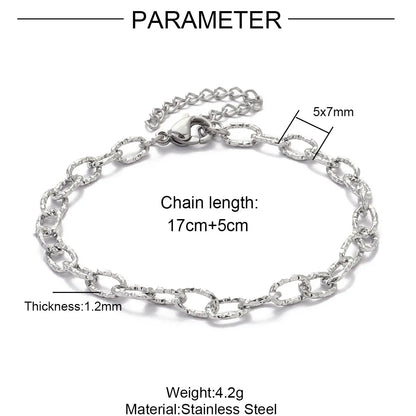 Elevate Your Style with 5Pcs 18K Gold Plated Stainless Steel Paperclip Cross Link Chain Bracelets - Perfect for DIY Charm Jewelry Making!
