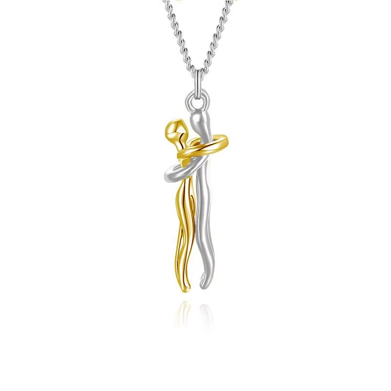 Embrace Your Love with the Hug Couples Pendant Necklace - A Unique Jewelry Piece for Him and Her