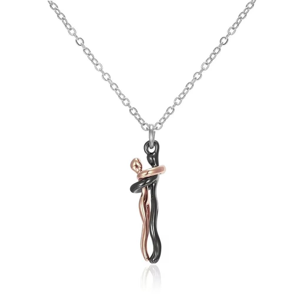 Embrace Your Love with the Hug Couples Pendant Necklace - A Unique Jewelry Piece for Him and Her