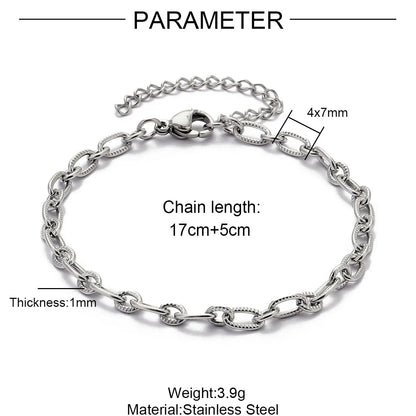 Elevate Your Style with 5Pcs 18K Gold Plated Stainless Steel Paperclip Cross Link Chain Bracelets - Perfect for DIY Charm Jewelry Making!