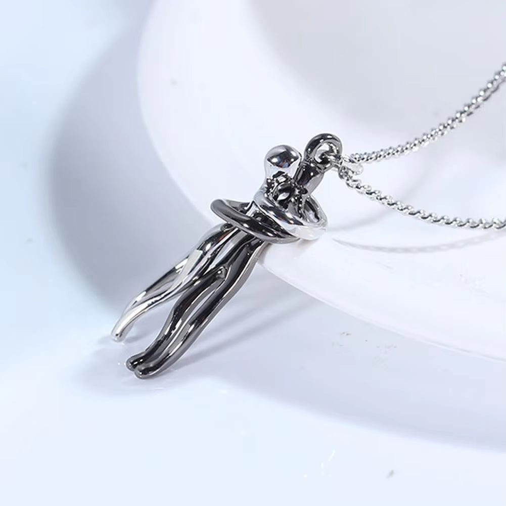 Embrace Your Love with the Hug Couples Pendant Necklace - A Unique Jewelry Piece for Him and Her