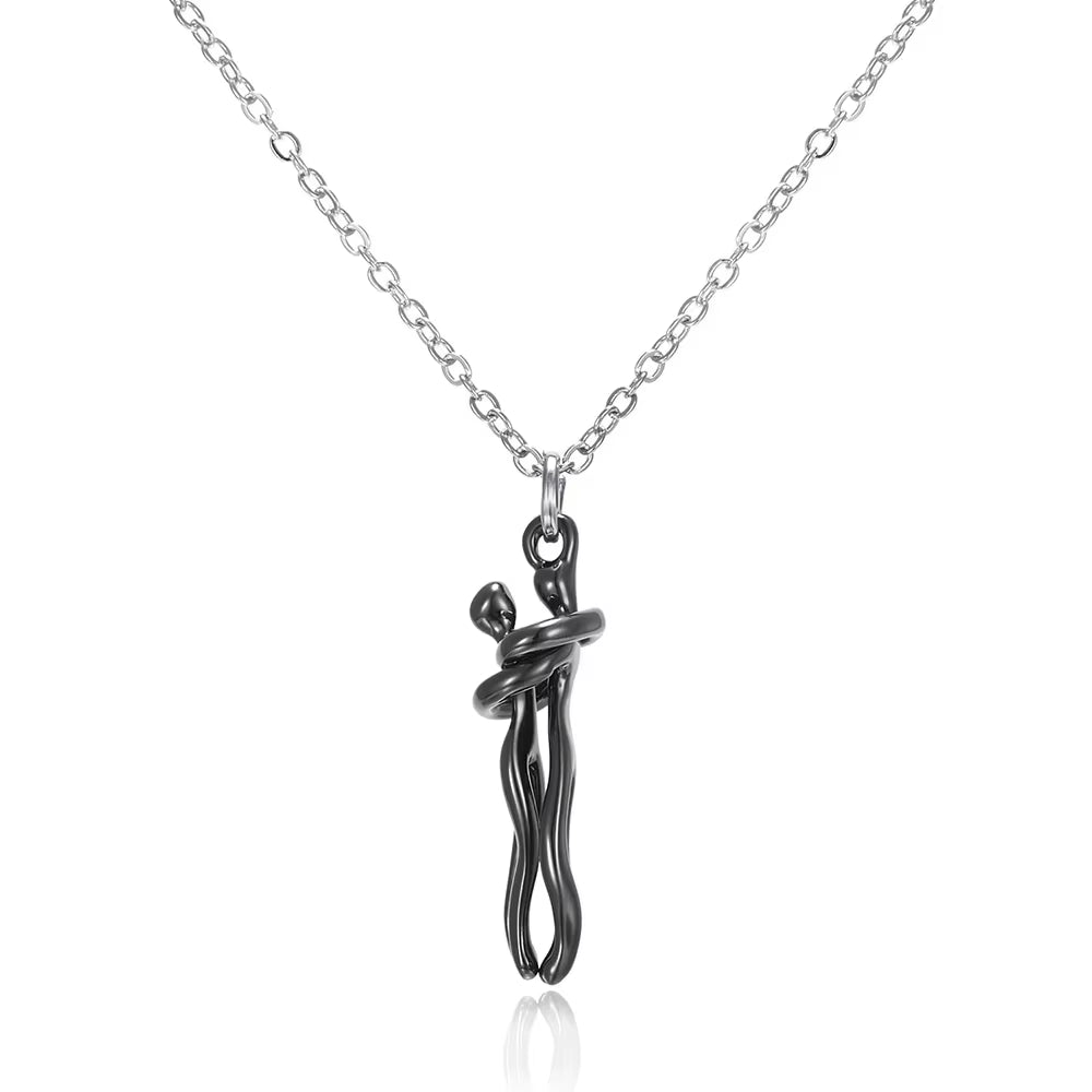 Embrace Your Love with the Hug Couples Pendant Necklace - A Unique Jewelry Piece for Him and Her