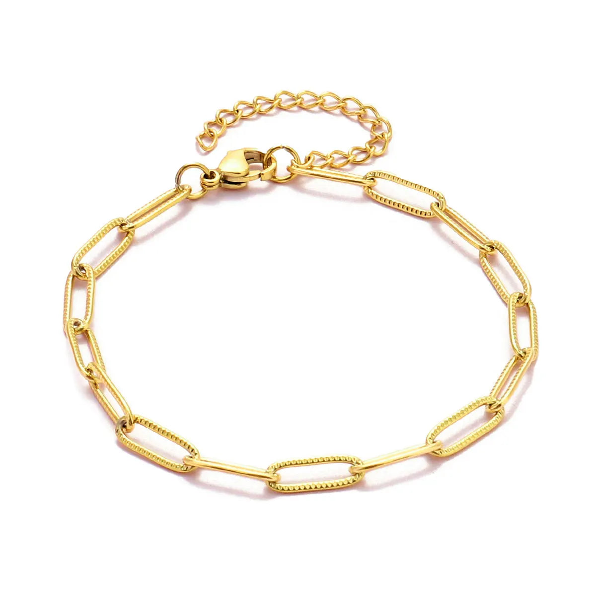 Elevate Your Style with 5Pcs 18K Gold Plated Stainless Steel Paperclip Cross Link Chain Bracelets - Perfect for DIY Charm Jewelry Making!