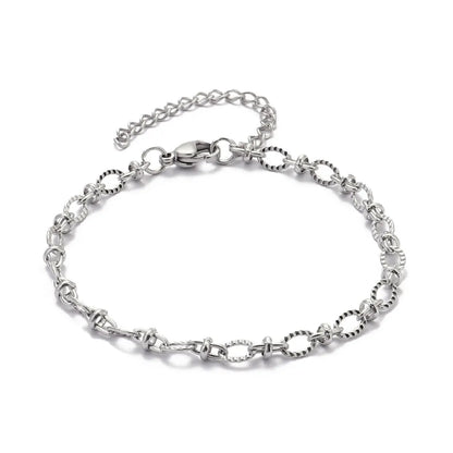 Elevate Your Style with 5Pcs 18K Gold Plated Stainless Steel Paperclip Cross Link Chain Bracelets - Perfect for DIY Charm Jewelry Making!