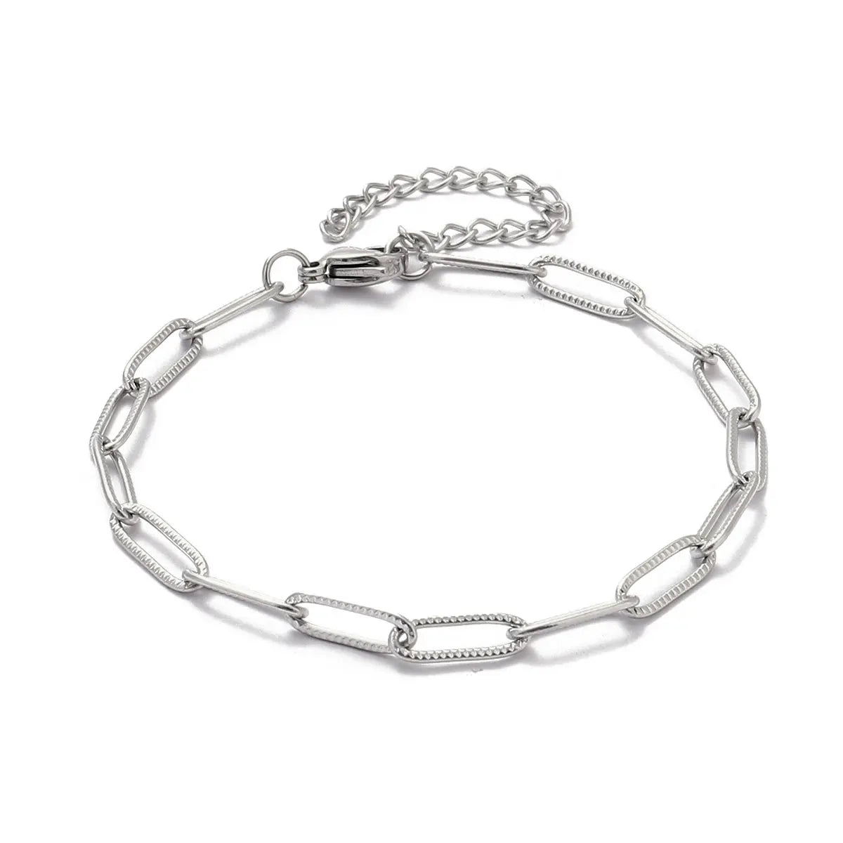 Elevate Your Style with 5Pcs 18K Gold Plated Stainless Steel Paperclip Cross Link Chain Bracelets - Perfect for DIY Charm Jewelry Making!