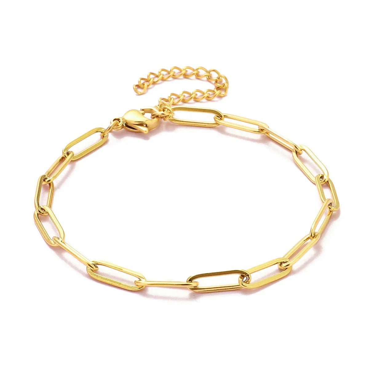Elevate Your Style with 5Pcs 18K Gold Plated Stainless Steel Paperclip Cross Link Chain Bracelets - Perfect for DIY Charm Jewelry Making!