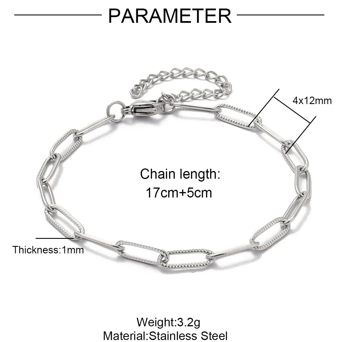 Elevate Your Style with 5Pcs 18K Gold Plated Stainless Steel Paperclip Cross Link Chain Bracelets - Perfect for DIY Charm Jewelry Making!