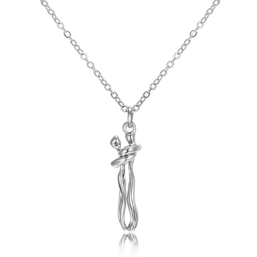 Embrace Your Love with the Hug Couples Pendant Necklace - A Unique Jewelry Piece for Him and Her