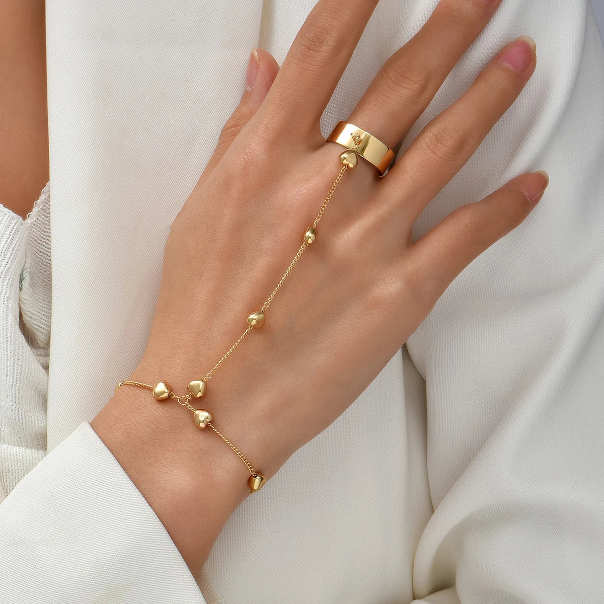 Stunning Creative Butterfly Link Chain Bracelet with Connected Finger Ring - Perfect Hand Harness Jewelry for Women & Girls