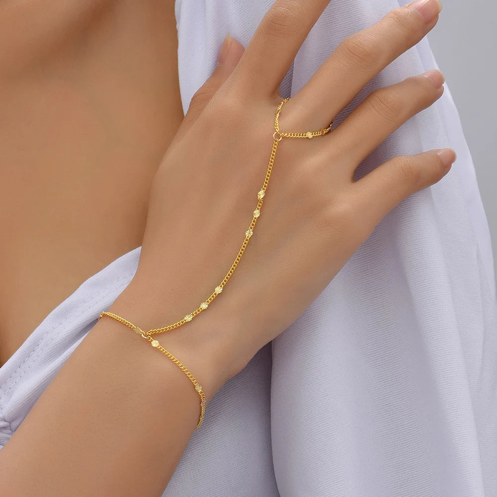 Stunning Creative Butterfly Link Chain Bracelet with Connected Finger Ring - Perfect Hand Harness Jewelry for Women & Girls