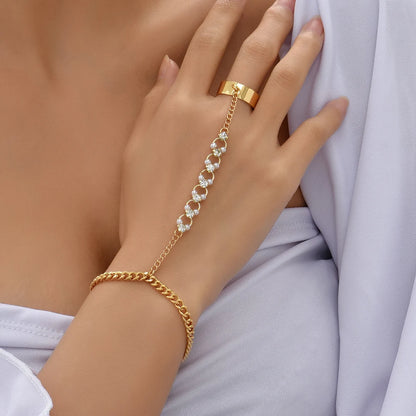 Stunning Creative Butterfly Link Chain Bracelet with Connected Finger Ring - Perfect Hand Harness Jewelry for Women & Girls