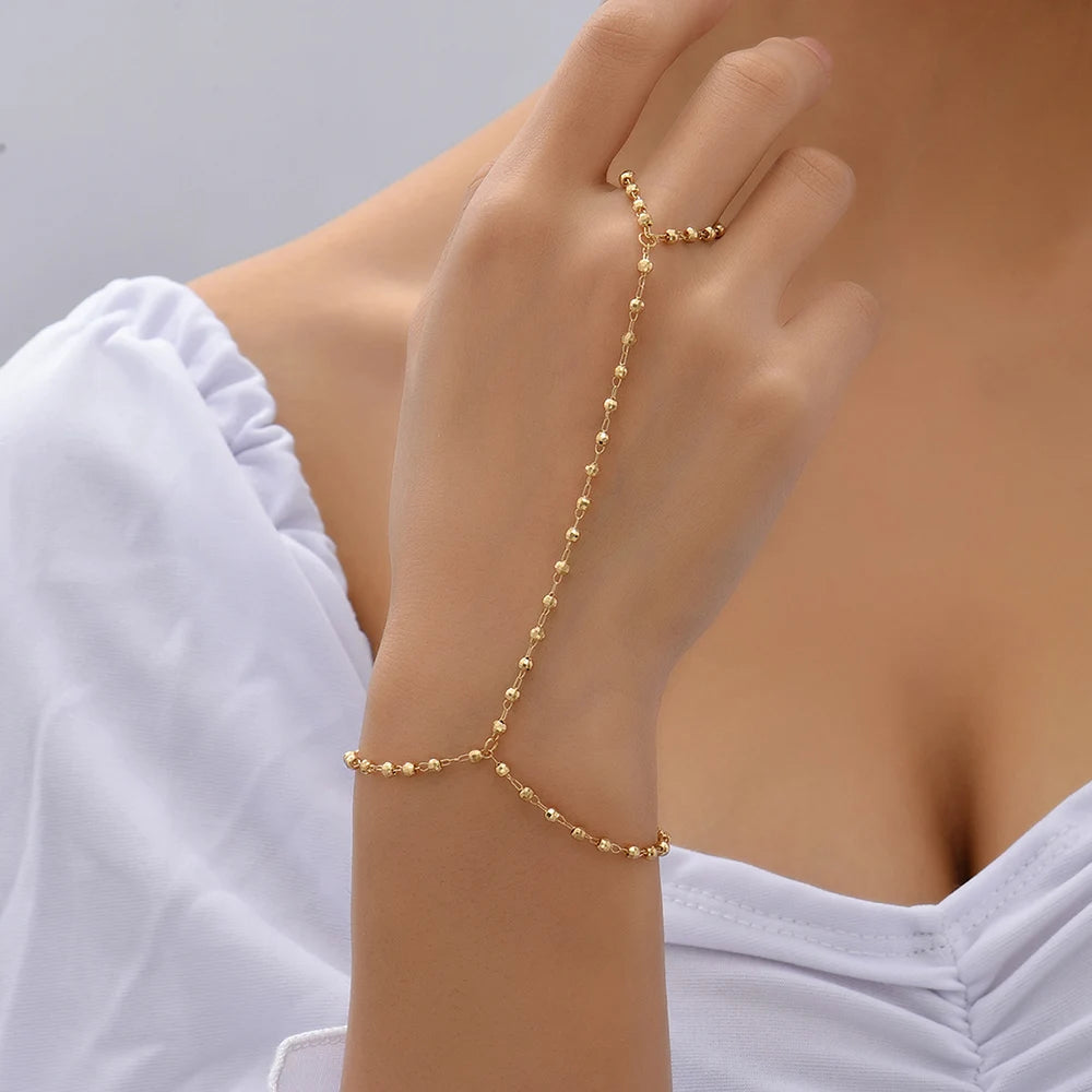Stunning Creative Butterfly Link Chain Bracelet with Connected Finger Ring - Perfect Hand Harness Jewelry for Women & Girls