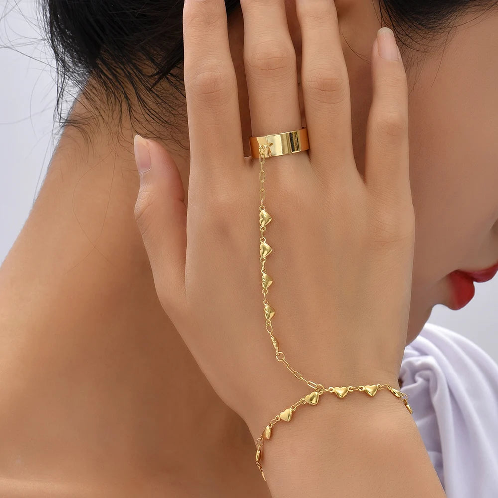 Stunning Creative Butterfly Link Chain Bracelet with Connected Finger Ring - Perfect Hand Harness Jewelry for Women & Girls