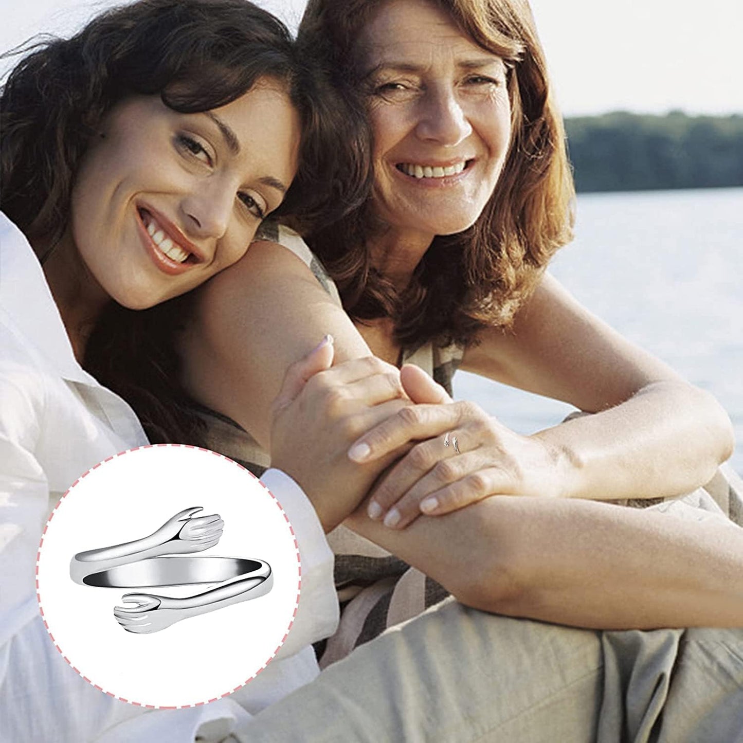 Charming Hug Ring for Your Granddaughter - Adjustable Sterling Silver Jewelry Gift from Grandma