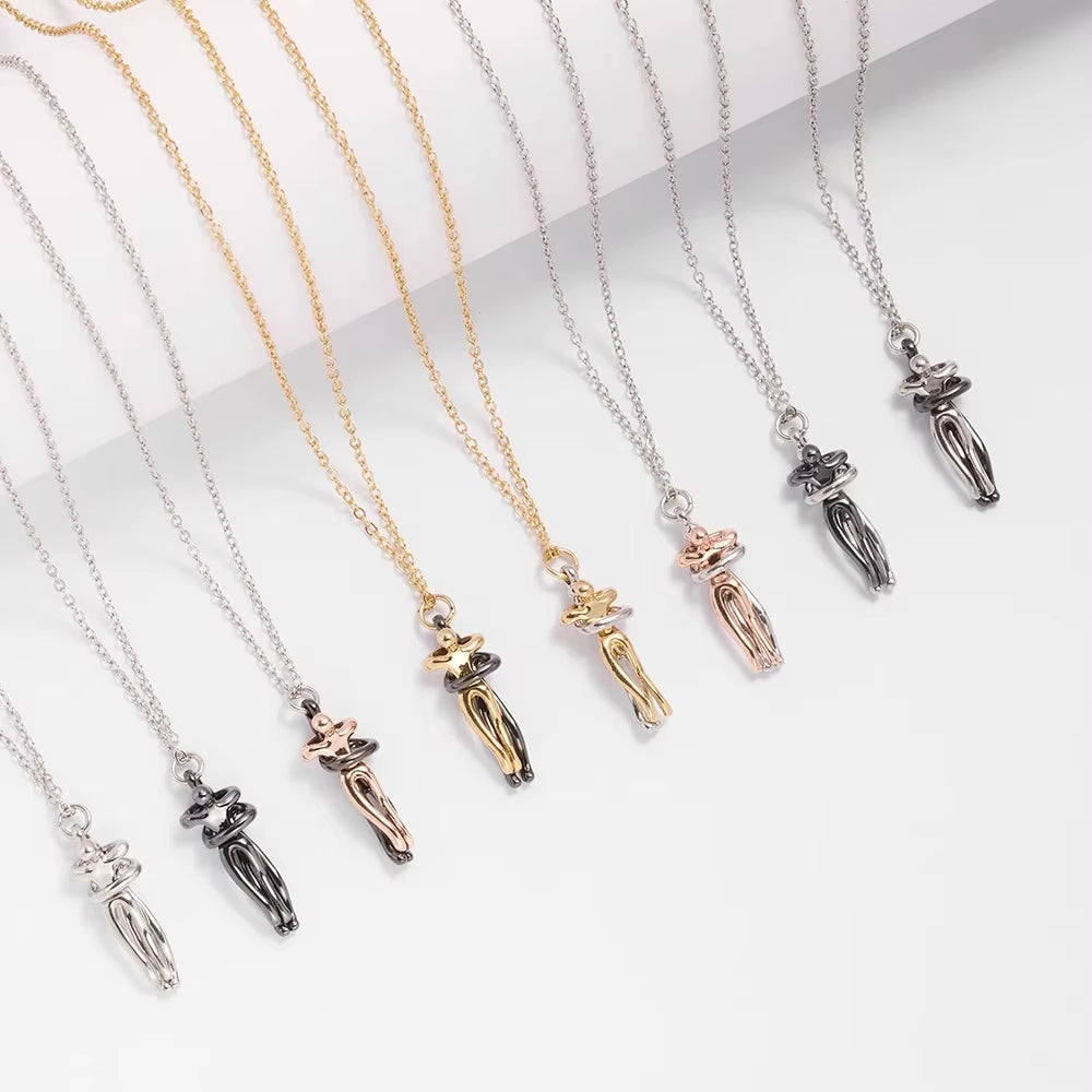 Embrace Your Love with the Hug Couples Pendant Necklace - A Unique Jewelry Piece for Him and Her