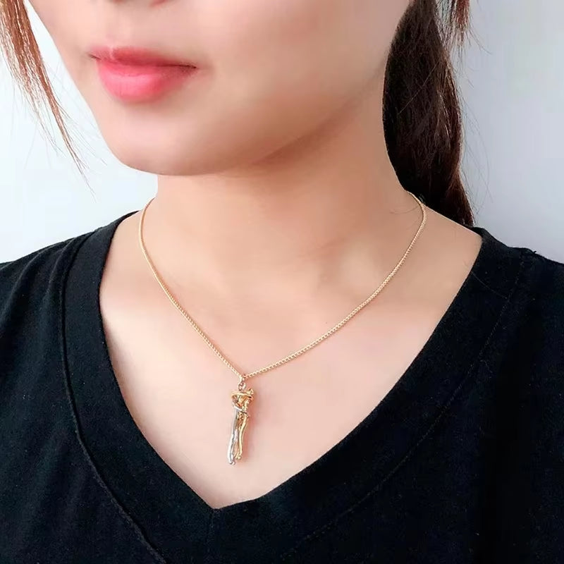 Embrace Your Love with the Hug Couples Pendant Necklace - A Unique Jewelry Piece for Him and Her