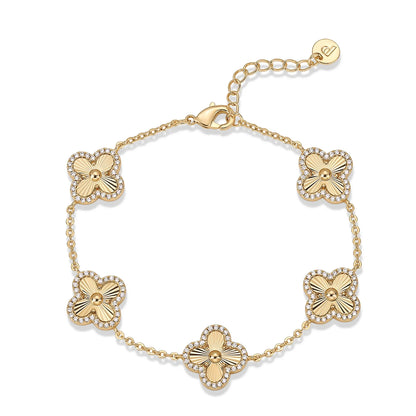 Elevate Your Style with the PAVOI 14K Gold Plated Clover Bracelet - A Sparkling Lucky Charm for Women
