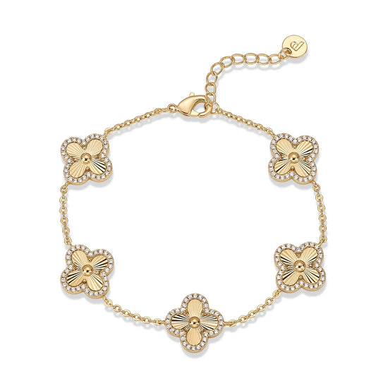 Elevate Your Style with the PAVOI 14K Gold Plated Clover Bracelet - A Sparkling Lucky Charm for Women