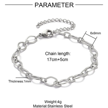 Elevate Your Style with 5Pcs 18K Gold Plated Stainless Steel Paperclip Cross Link Chain Bracelets - Perfect for DIY Charm Jewelry Making!