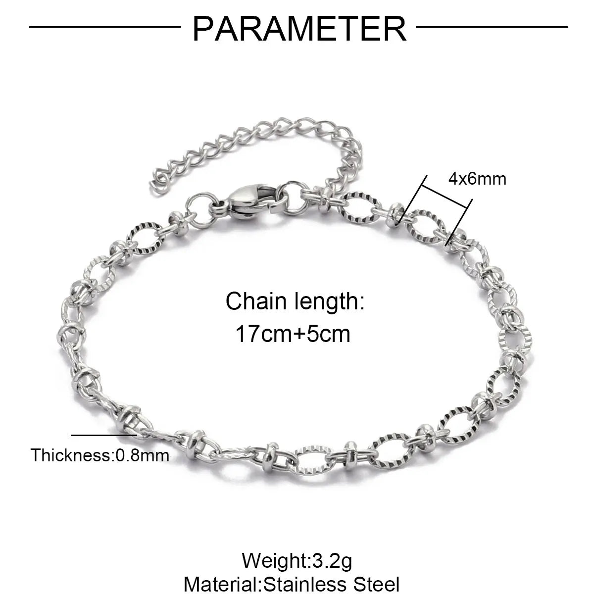 Elevate Your Style with 5Pcs 18K Gold Plated Stainless Steel Paperclip Cross Link Chain Bracelets - Perfect for DIY Charm Jewelry Making!